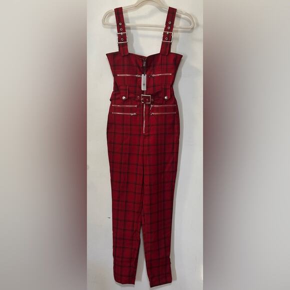 Nwt-WeWoreWhat- Seen on TV- Plaid Moto Overalls XS MSRP $225 - Picture 4 of 7